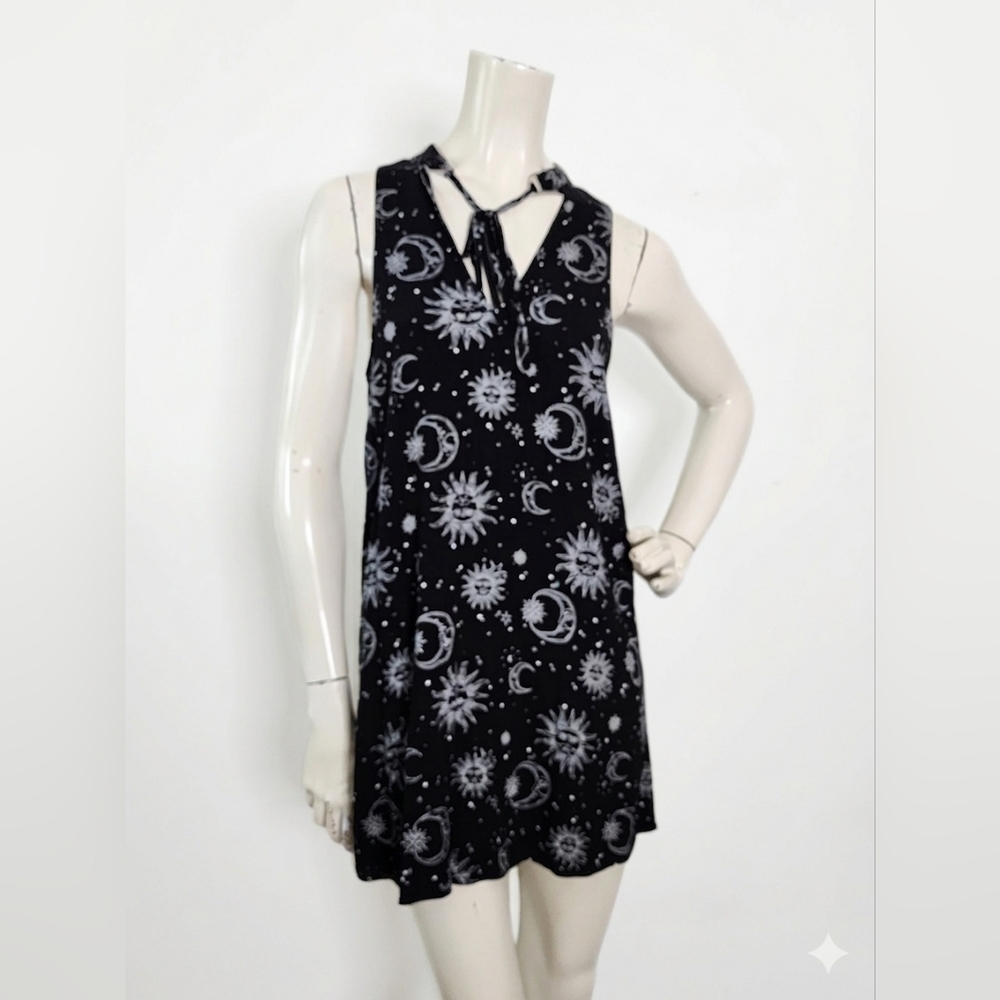 Kendall & Kylie Dress Women's S Black Celestial Whimsigoth Sleeveless Mini